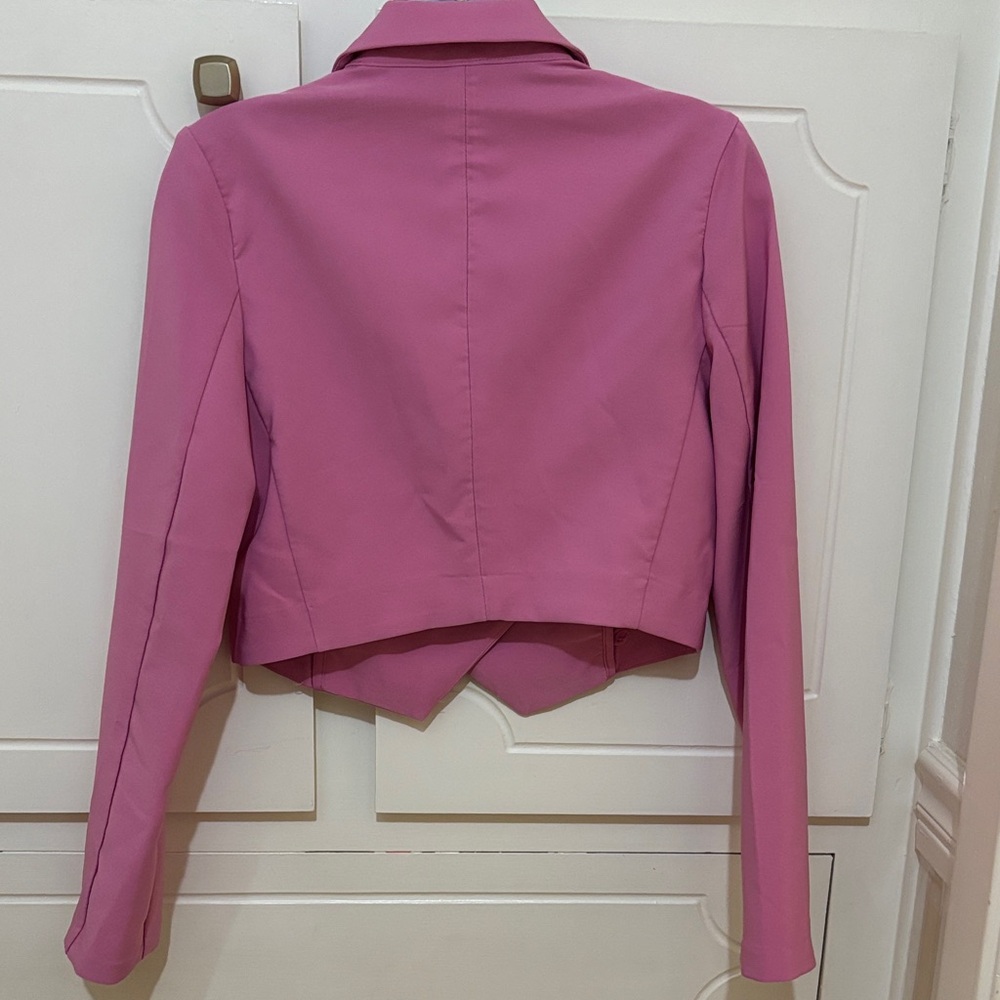 GB girls Rose-Pink Cropped Double-Breasted Blazer - Picture 3 of 3